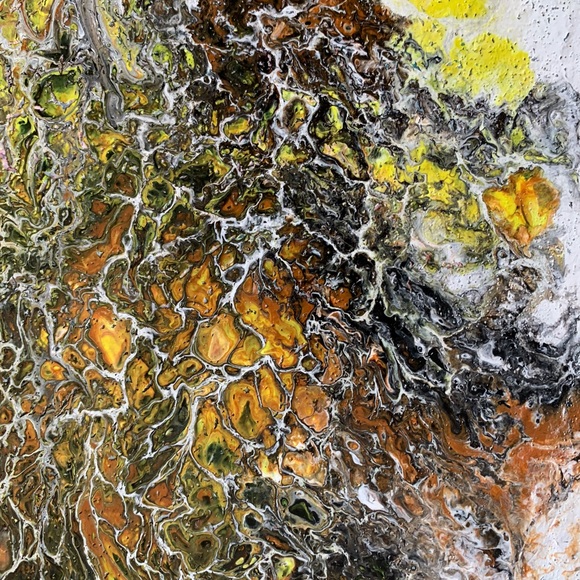 Original Artwork Canvas Painting Peace Brown Yellow Black 16 x 12 - Picture 6 of 11